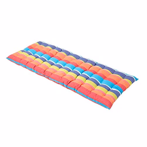 Homescapes Multi-Colour Striped 2 Seater Garden Bench Cushion, Width: 108 cm, Depth: 42 cm