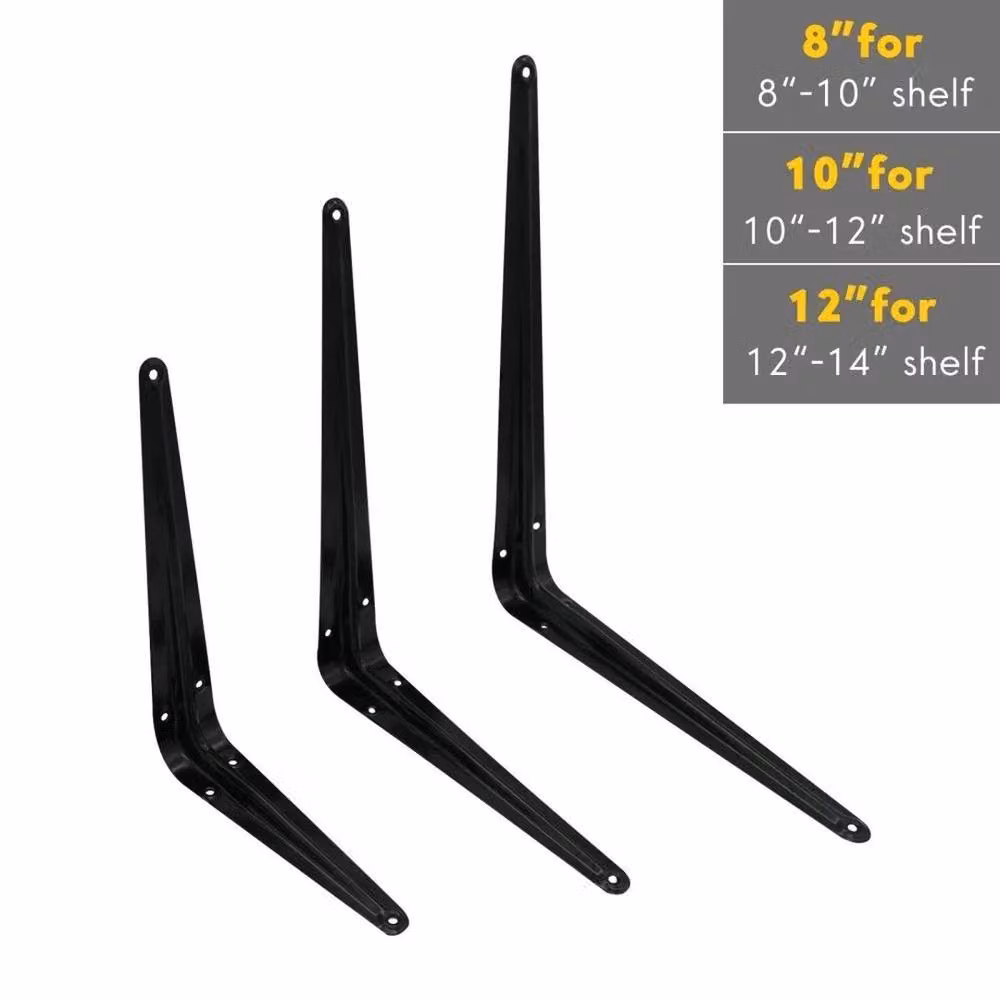 NESTLUNE Heavy Duty Steel Wall Mounted Shelf Brackets in Black, W/D: 40 x 10 cm – 2