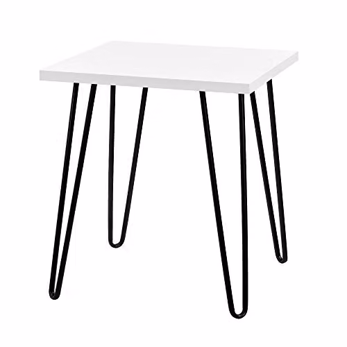 DHP Furniture Owen End and Side Table in White and Black
