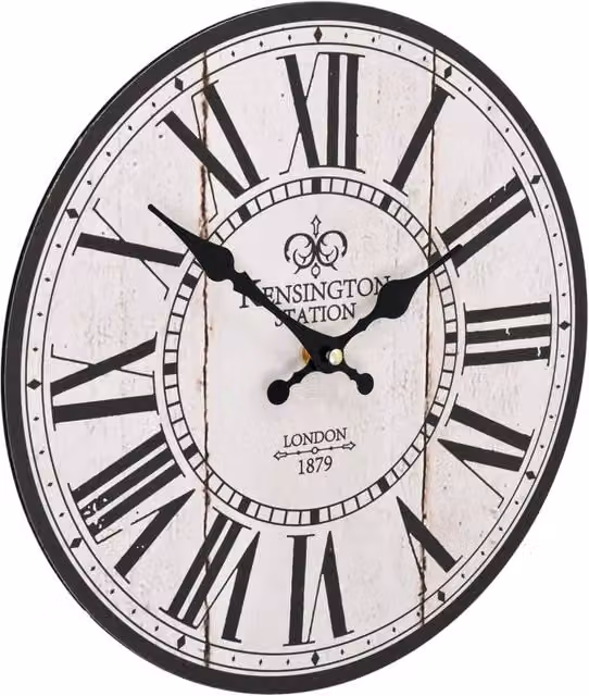 Berkfield Home Vintage Round Quartz Wall Clock in White and Black, Diameter: 30 cm – 1