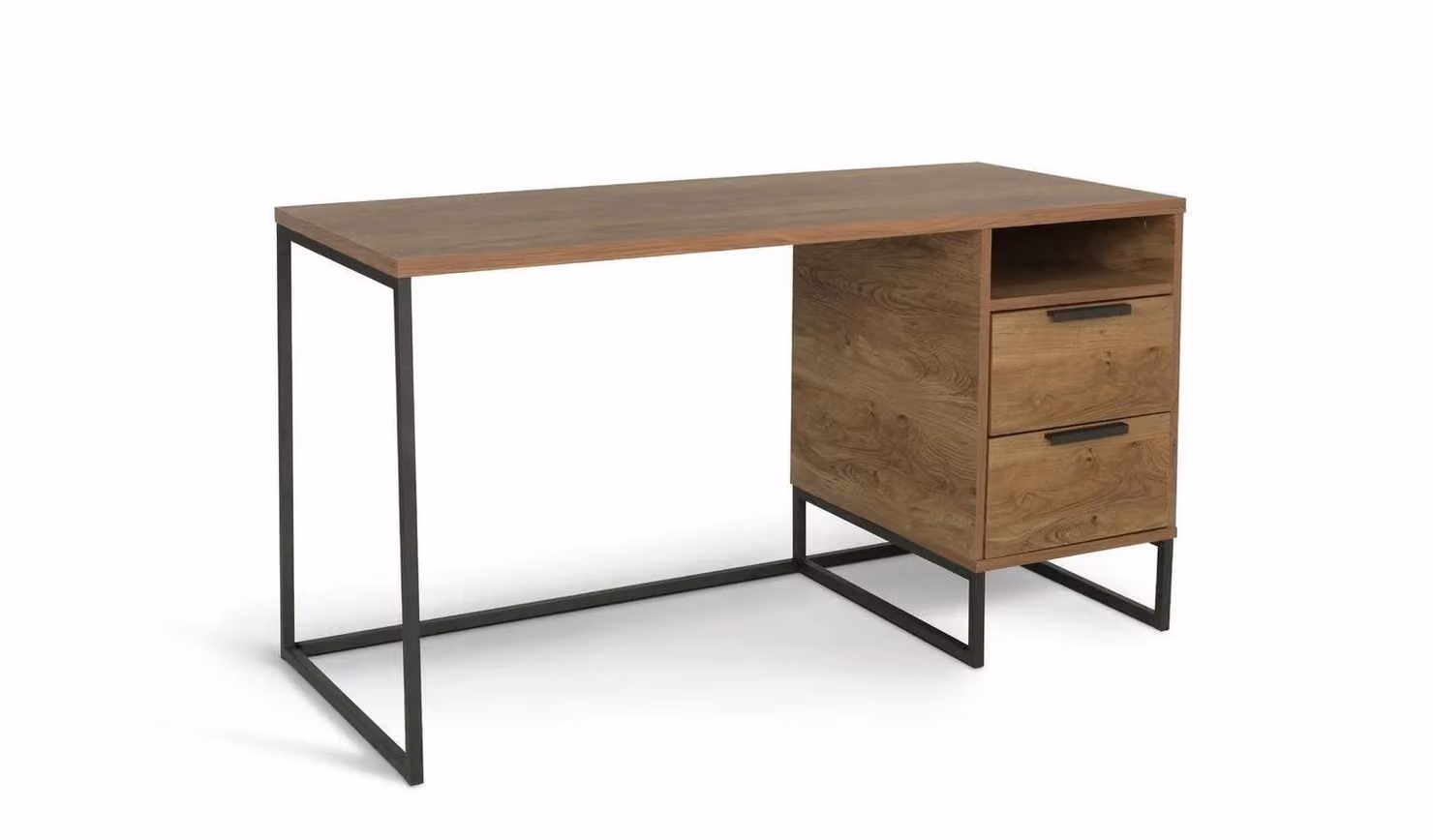 Nomad Brown Writing Desk with Single Pedestal and Two Drawers