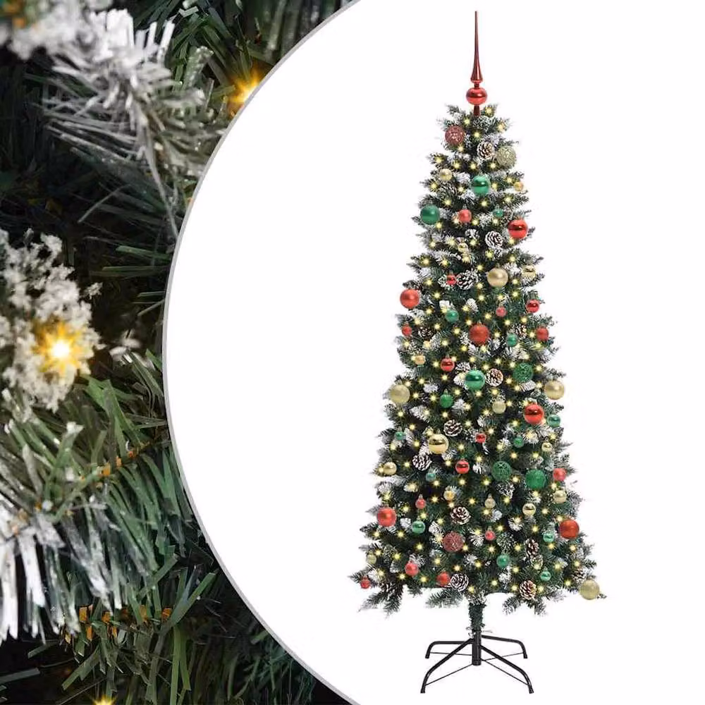 Berkfield Home Artificial Christmas Tree with 300 LEDs, Green, W/D/H: 76 x 76 x 180 cm – 2