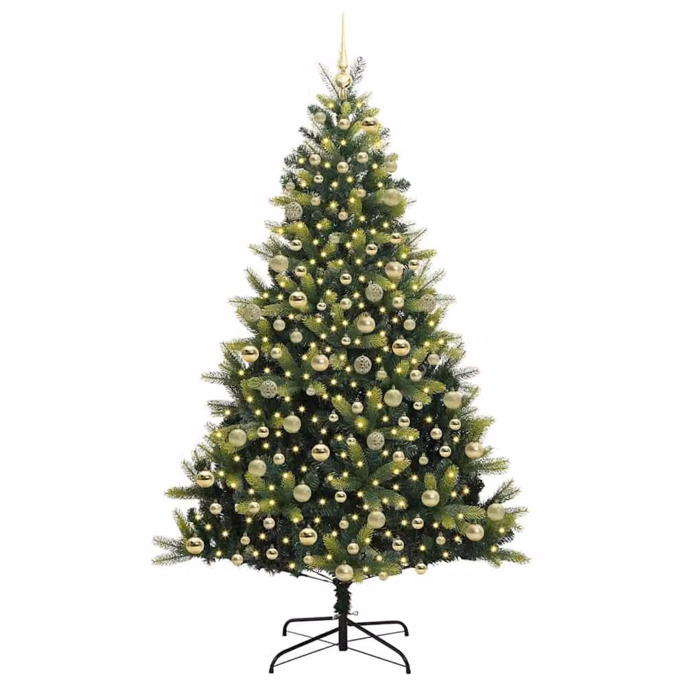 Berkfield Home Artificial Hinged Christmas Tree with 300 LEDs, Green, Height: 210 cm – 3