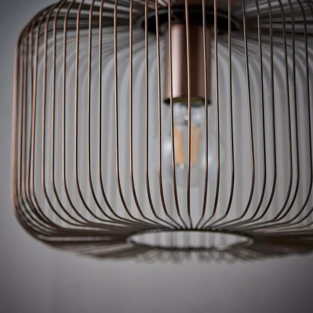 Loops Industrial Copper Metal Hanging Ceiling Pendant Light, Height Adjustable, E27 Socket – 4