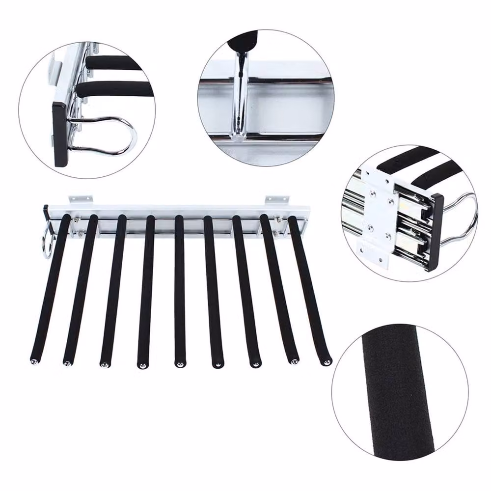 Nordara Heavy Duty Metal Pull-out Trouser Rack in Black and Stainless Steel – 2
