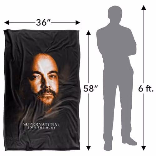 LOGOVISION Supernatural Crowley Portrait Super Soft Fleece Throw Blanket, Multicolour, W: 91 cm, D: 147 cm – 4