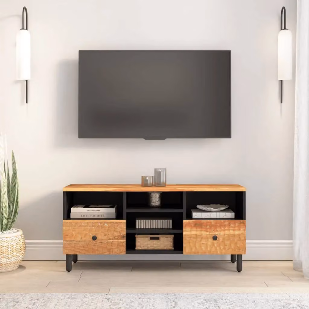 Berkfield Home Industrial TV Cabinet in Brown Solid Acacia Wood, W/D/H: 100 x 33 x 46 cm – 3