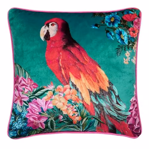Ulster Weavers Floral Animal Velvet Cushion in Petrol, Green, Pink and Multicolour, W/D/H: 43 x 43 x 43 cm – 3