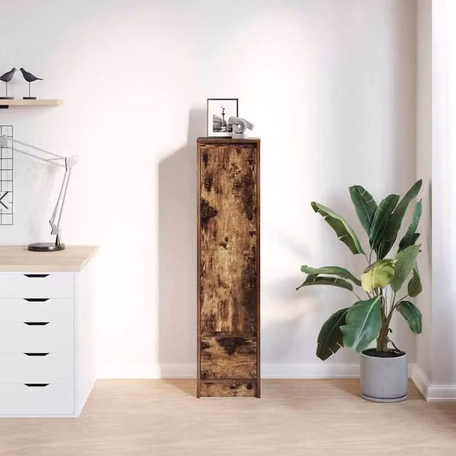 Berkfield Home Smoked Oak Highboard in Brown, W/D/H: 29.5 x 34.0 x 119.5 cm