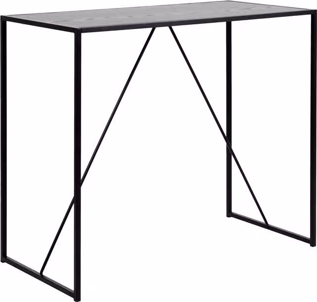 Furniture To Go Seaford Modern Black Metal Bar Table with Black Ash Top