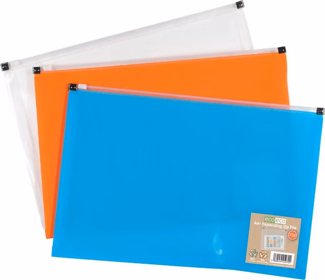 Eco-Eco Multicolour Recycled Expanding A4 Zip File