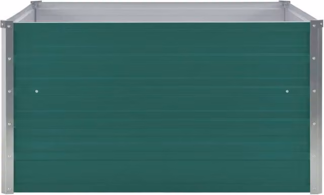 Berkfield Home Raised Garden Bed in Green Galvanised Steel, W/D/H: 100 x 100 x 45 cm
