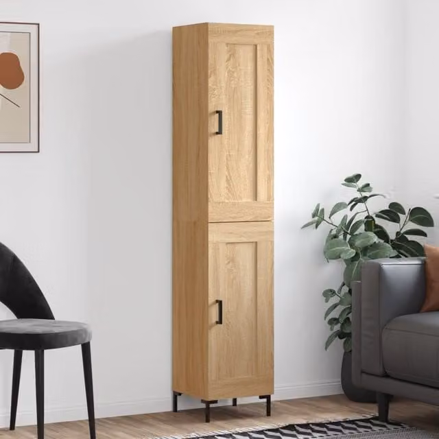 Berkfield Home Sonoma Oak Highboard in Brown, W/D/H: 34.5 x 34.0 x 180.0 cm