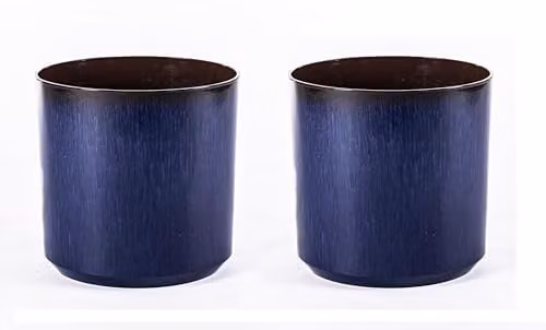 Garden Gear Ocean Blue and Grey Glazed Cylinder Planter Pot, W/D/H: 26 x 26 x 31 cm