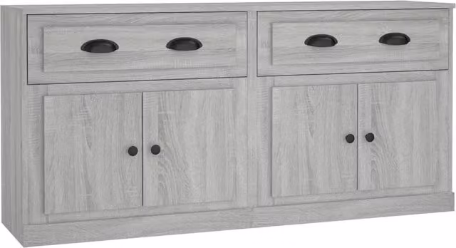 Berkfield Home Set of 2 Grey Sonoma Sideboards in Matt Engineered Wood – 1