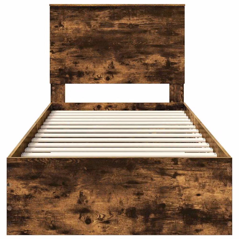 Berkfield Home Modern Bed Frame with Headboard and Drawers in Smoked Oak Brown, W/D/H: 90 x 190 cm – 4