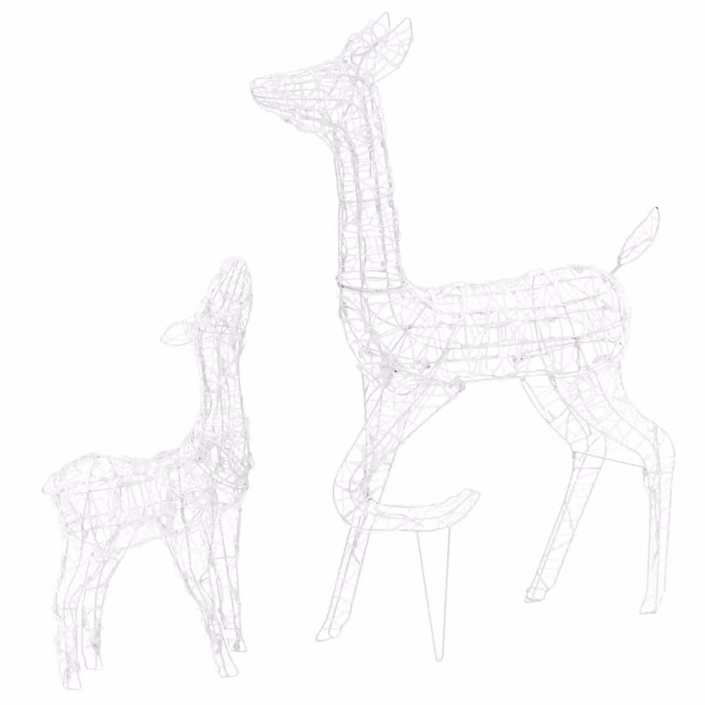 Berkfield Home White Acrylic Reindeer Family Christmas Decoration with 160 Cold White LEDs – 2