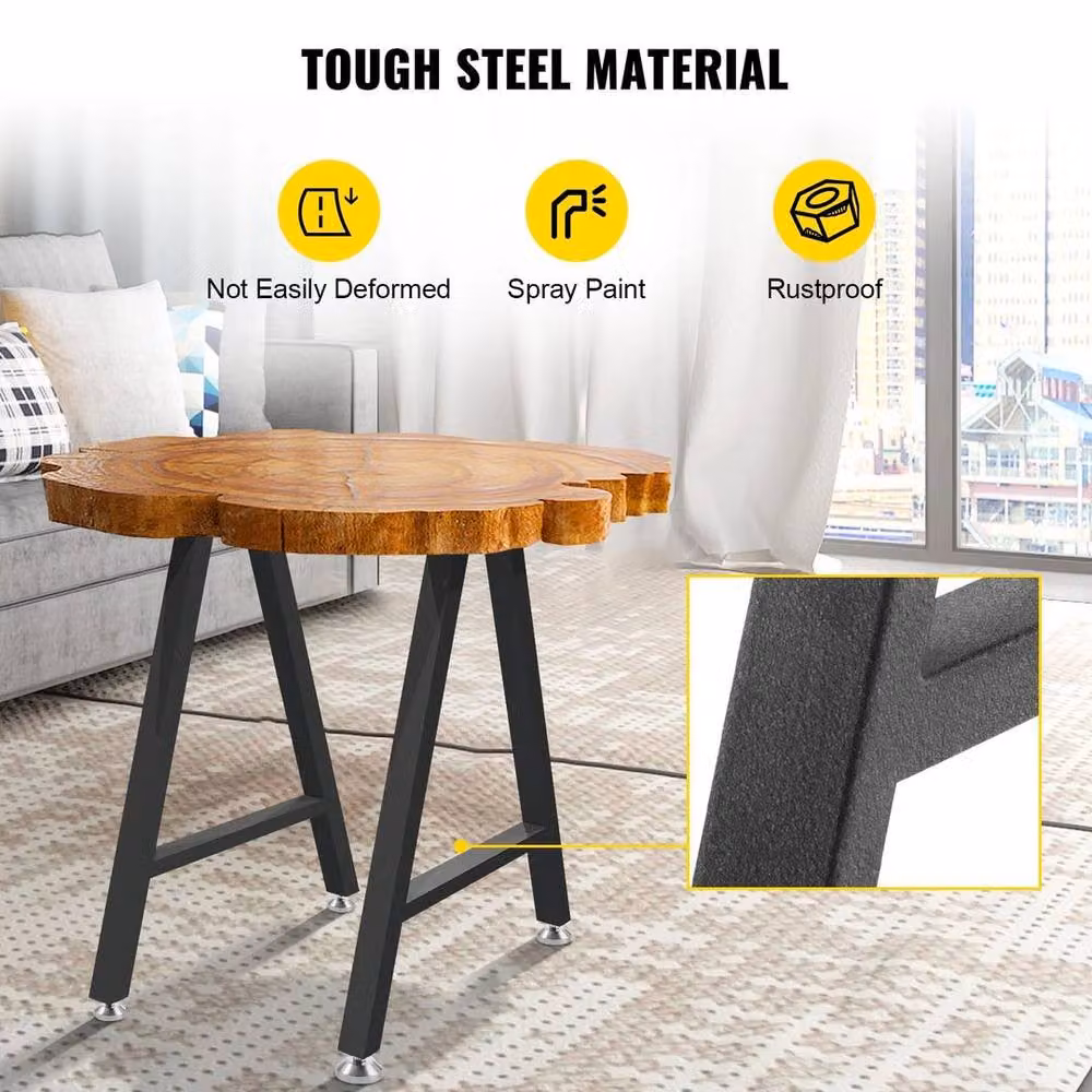 PAWNORA Black Steel Dining Table Legs – 3