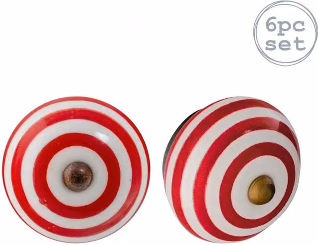 Nicola Spring Pack of 6 Red Ceramic Cabinet Knobs