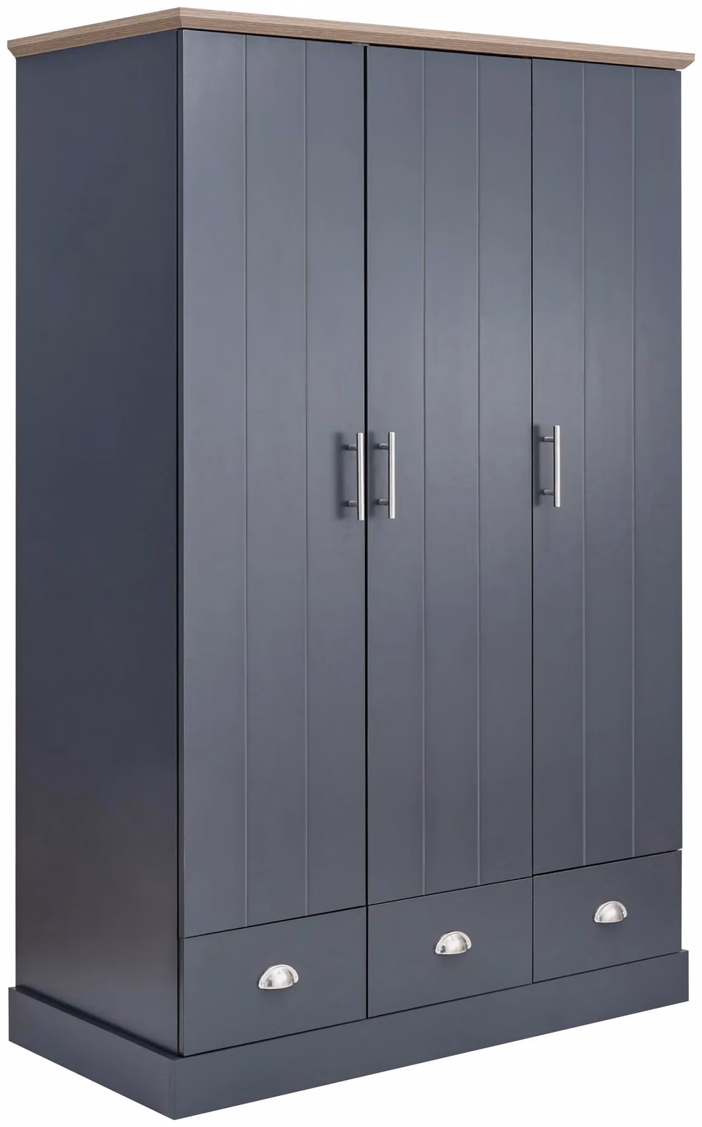 GFW Kendal 3 Door 3 Drawer Triple Wardrobe in Blue and Grey – 2