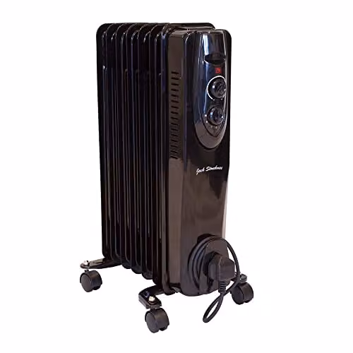 Jack Stonehouse 1500W 7 Fin Oil Filled Portable Electric Radiator, Black, W/D/H: 55 x 40 x 24 cm – 2
