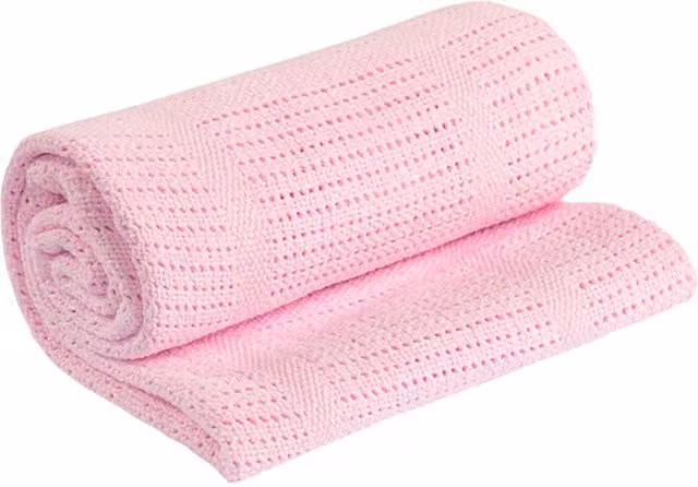My Little World Soft Cotton Baby Cellular Blanket in Pink, 75 cm