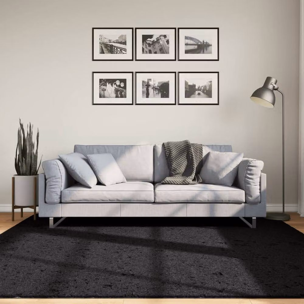 Berkfield Home Oviedo Short Pile Rug, Black, W/D: 200 x 200 cm – 1