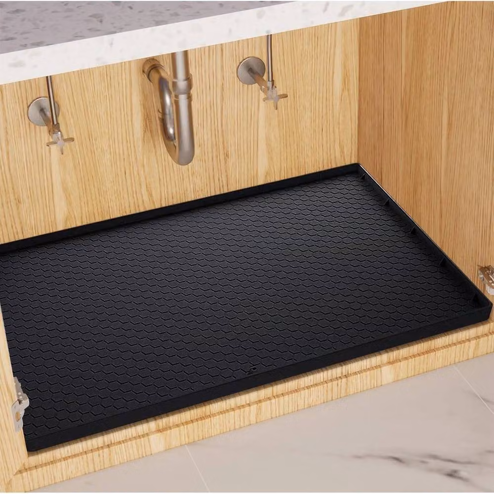 KORVIXA Black Kitchen Under Sink Mat Cabinet Drawer Drip Tray Protector, Diameter: 100 cm – 3