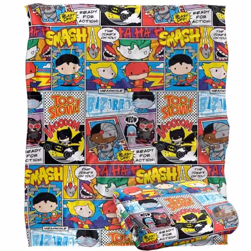 Warner Brothers Justice League Super Soft Microfibre Throw Blanket, White, W/D/H: 152 x 127 cm – 1