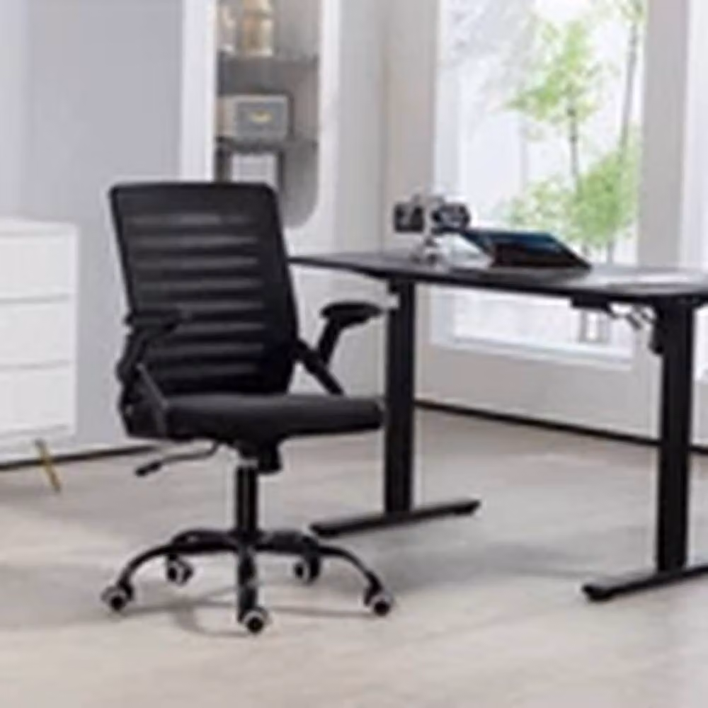 Kelvenix Mid-Back Office Swivel Task Chair in Black with Armrests and Gas Lift – 4