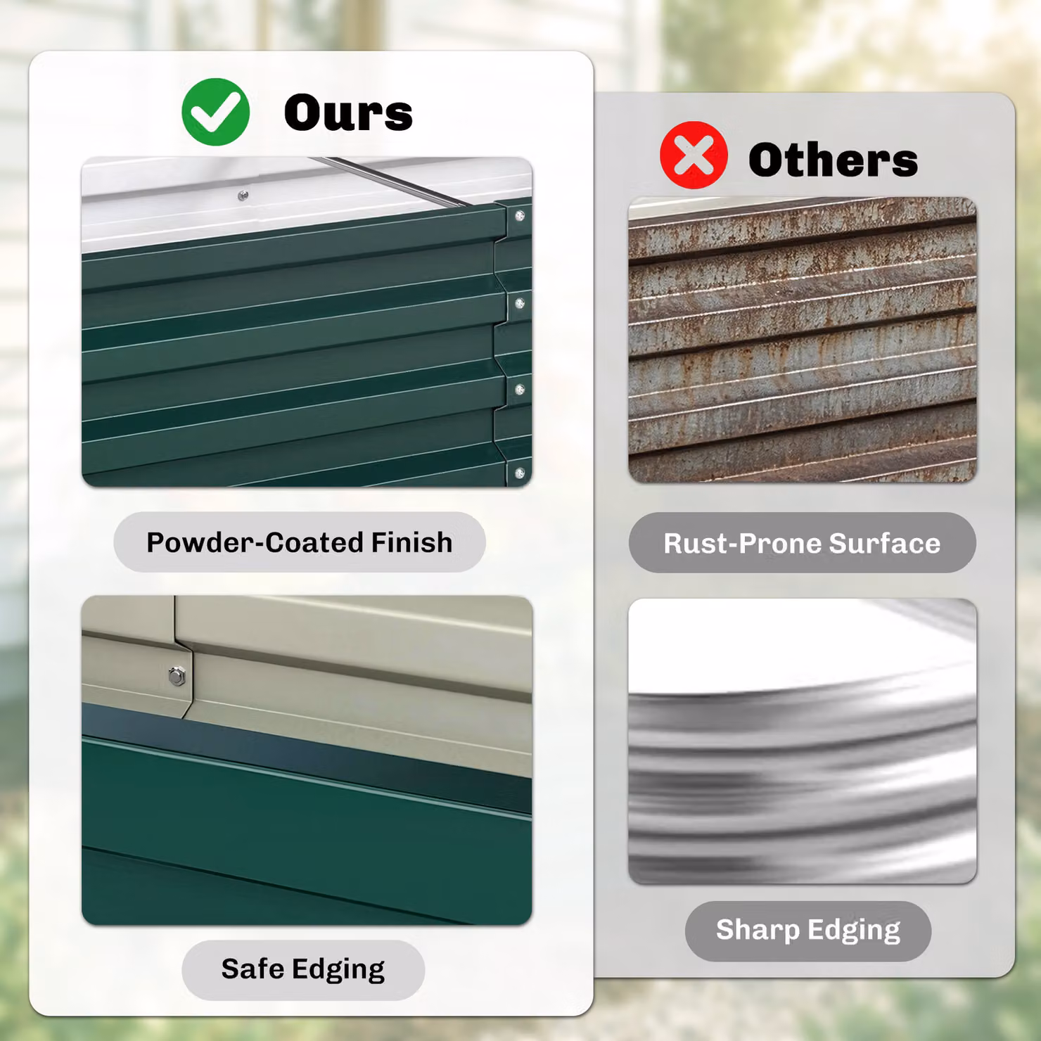 Outsunny Galvanised Steel Raised Garden Bed in Green for Herbs and Vegetables, W/D/H: 60.0 x 30.5 x 60.0 cm – 5