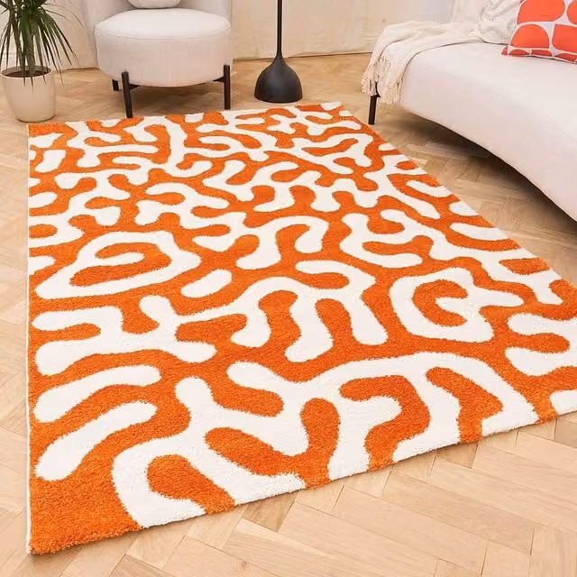THE RUGS Joli Abstract Pattern Soft and Dense Pile Rug in Orange, W/D: 120 x 170 cm – 1