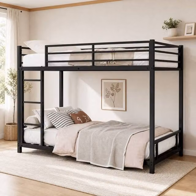 STILVORA Industrial Metal Bed Frame in Black, W/D/H: 90 x 190 x 136 cm