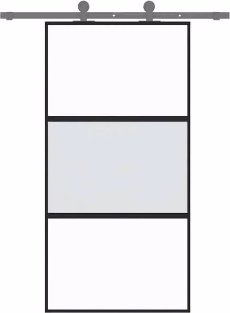 Berkfield Home Black Sliding Door with Transparent Tempered Glass and Aluminium, W: 102.5 cm, H: 205 cm