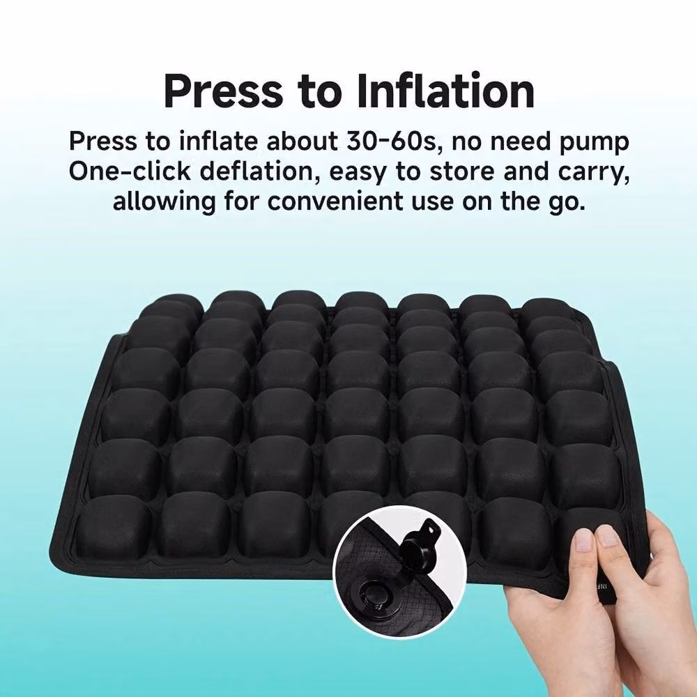 KORVIXA Breathable Inflatable Rectangular Seat Cushion for Adults, Black, W/D: 120 x 90 cm – 3