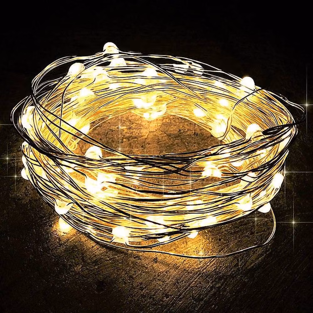 SPETLEK Warm White Solar Powered LED Copper Wire Fairy String Lights with Dusk Sensor and Dimmable Function – 3