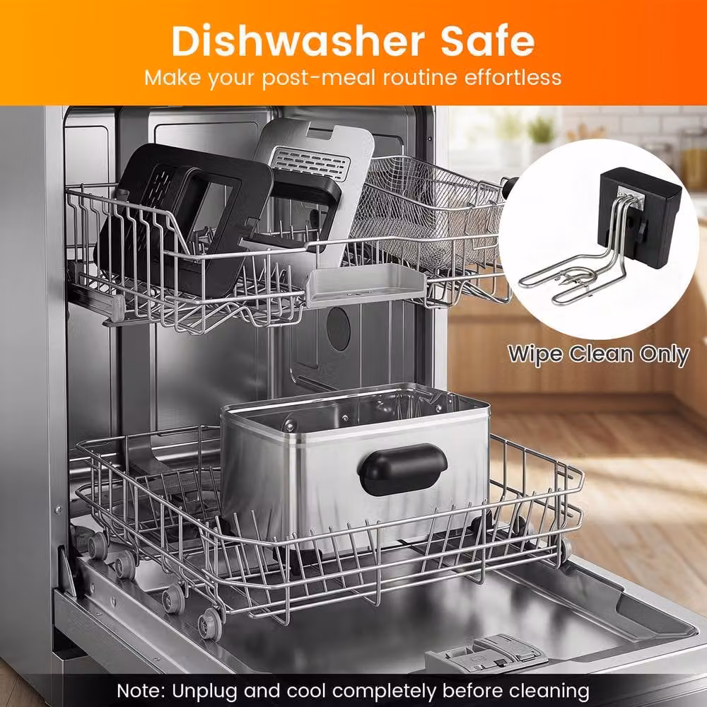 Costway 3L Electric Deep Fryer with Basket, 2000W, LED Touch Screen and 6 Presets in Silver – 9