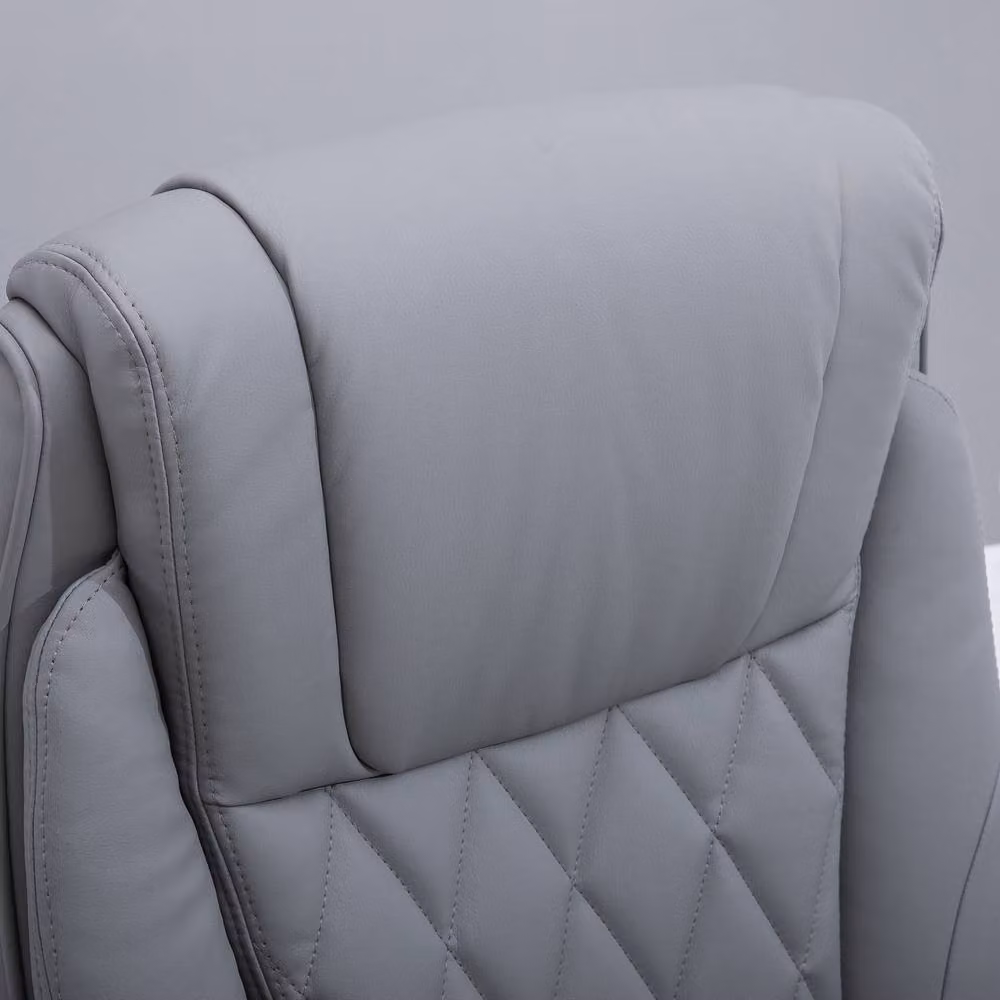 STILVORA Executive Office Chair in Grey Synthetic Leather with Headrest and Armrests – 4