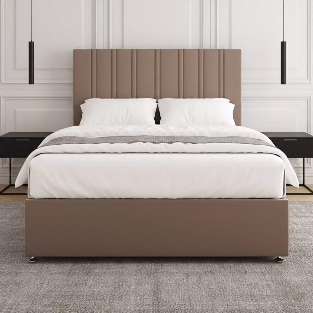 Regional Furnishings Luxury Plush Velvet Double Divan Bed with 24 inch Headboard in Bronze, W/D/H: 140 x 200 cm – 2