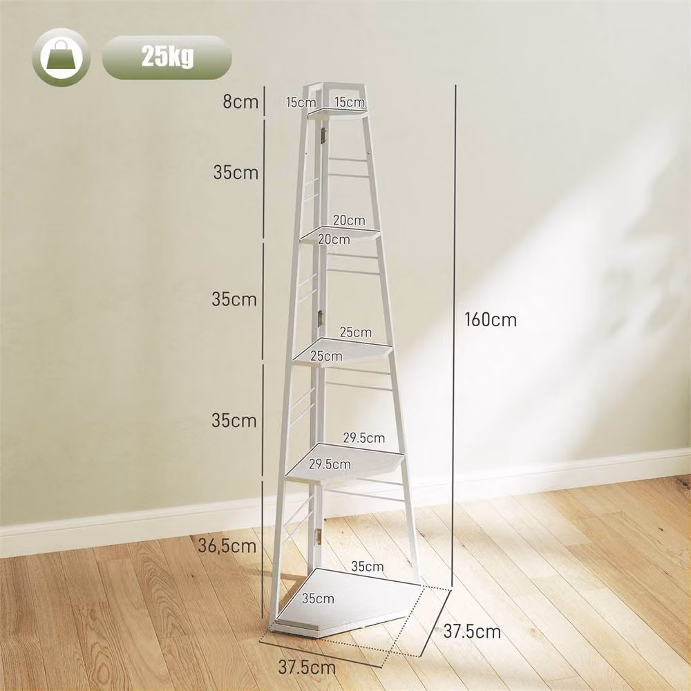 EONLION White 5-Tier Metal Corner Storage Shelf Unit – 2