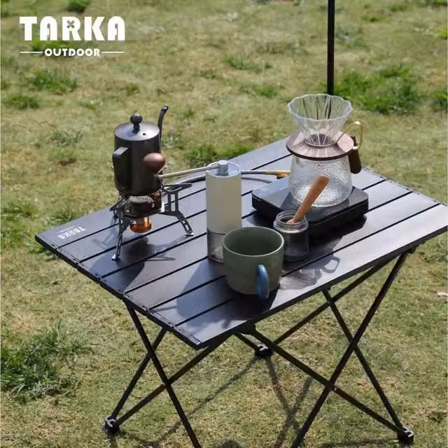 TARKA Black Metal Portable Folding Picnic BBQ Table