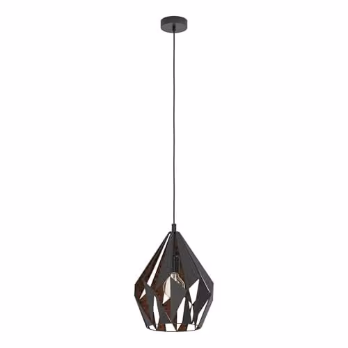 Eglo Vintage Suspended Metal Pendant Light in Black and Copper