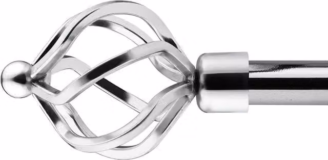 NewEdgeBlinds Extendable Eyelet Metal Curtain Pole Set, Silver, W: 120 cm