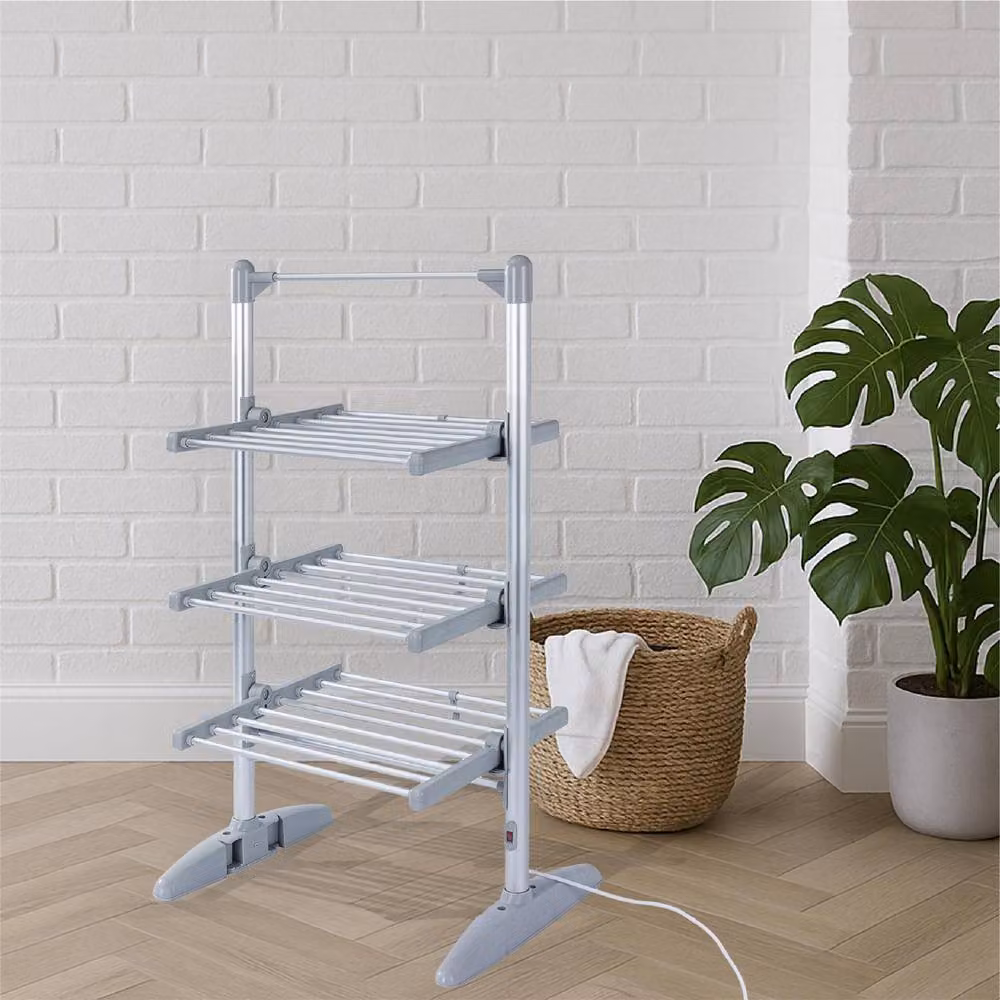 Rediffusion Ultra Compact 3 Tier Heated Clothes Airer with RapidDry Cover in Silver – 2