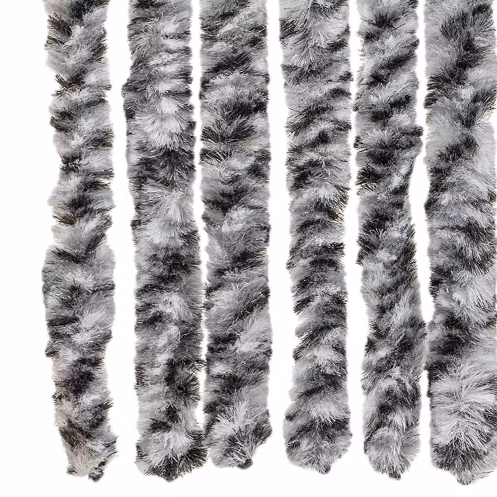 Berkfield Home Striped Chenille Fly Curtain in Grey, Black and White, W/H: 90 x 200 cm – 4