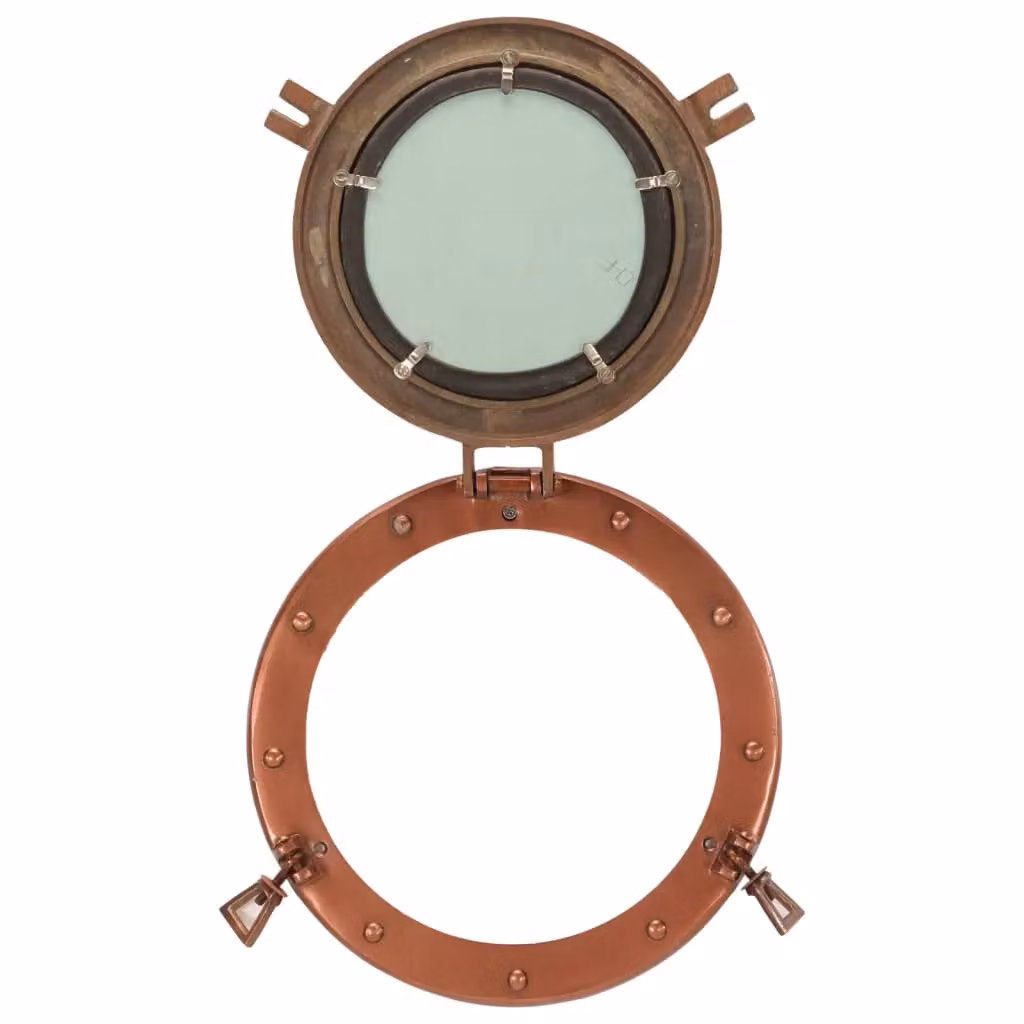 Berkfield Home vidaXL Porthole Wall Hanging Mirror in Brown, Diameter: 30 cm – 2