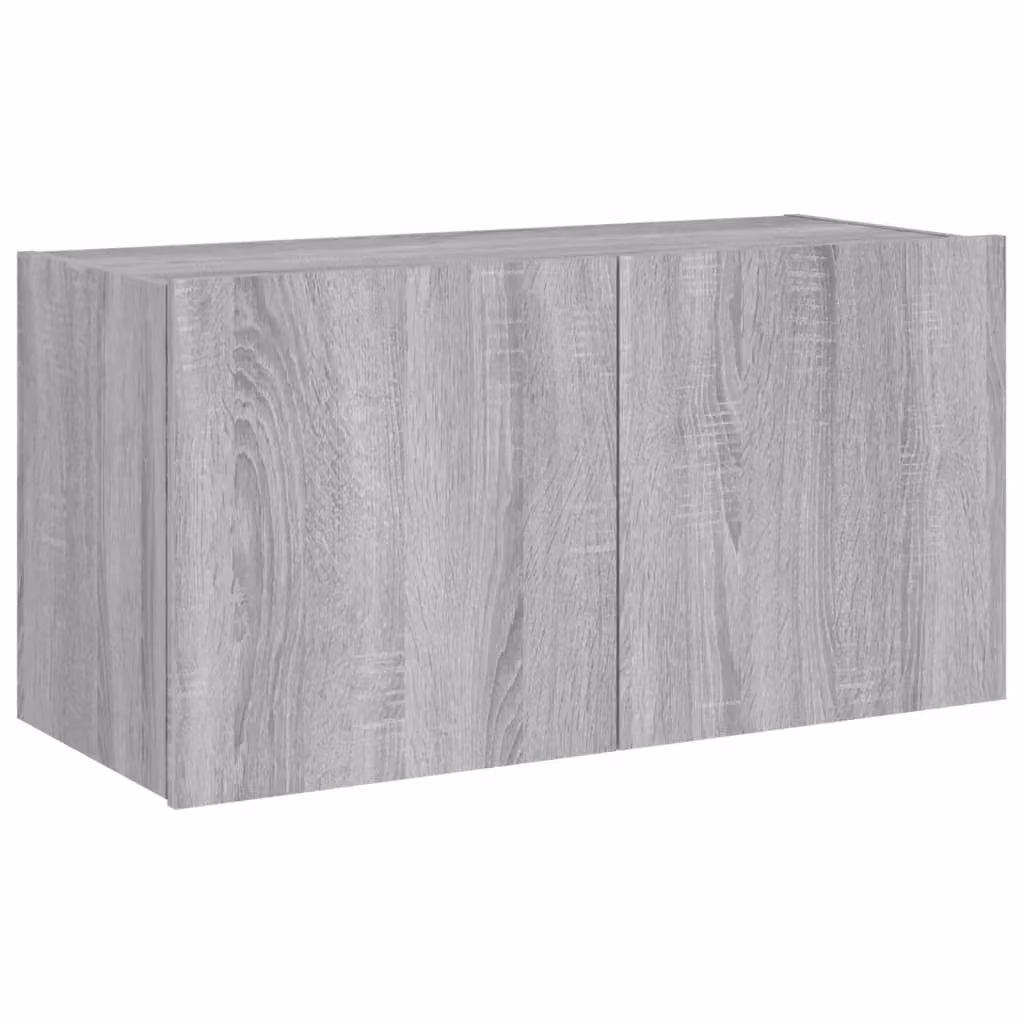 Berkfield Home Modern Wall Mounted TV Cabinet with Integrated LED Lights in Grey Sonoma, W: 80 cm, D: 35 cm, H: 41 cm – 2