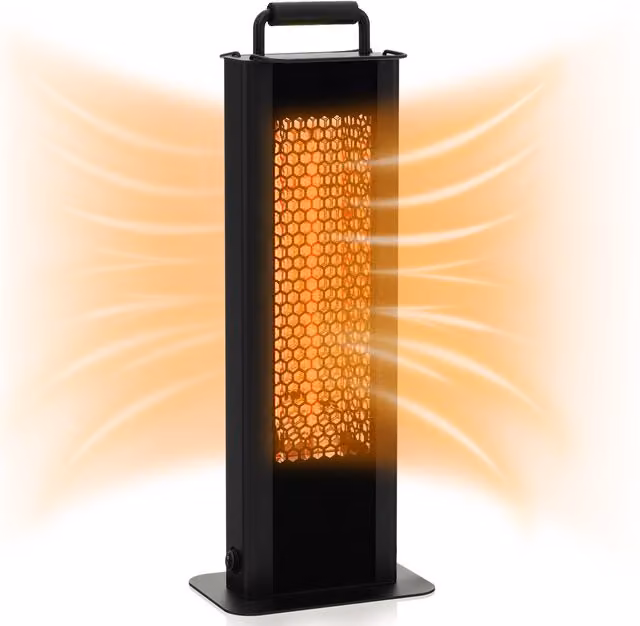COSTWAY 1200W Portable Outdoor Electric Heater with Carbon Fibre, Black