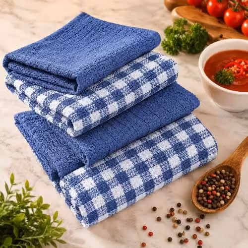 Casabella Pack of 6 Blue Cotton Terry Towelling Kitchen Tea Towels – 2