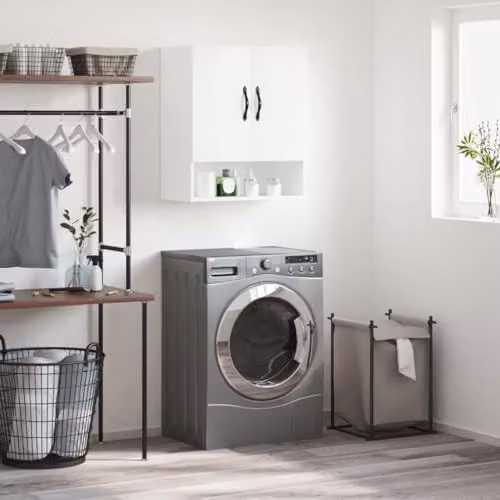 vidaXL Wall Mounted Cabinet in White MDF with Hinged Doors, W/D/H: 60 x 31 x 70 cm – 2